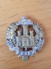 WW1 The Essex Regiment Cap Badge Bi-Metal Slider ANTIQUE Original WW2 Hat Beret picture