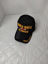 World War II WWII Veteran Baseball Style Hat Cap Black Embroidered NWOT picture