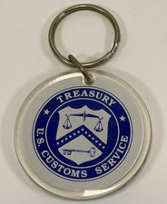 Vintage U.S. Customs Service Treasury Anti Drug Tip Line Keychain Spanish Rare