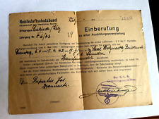 WW2 GERMAN 1943 REICHSLUFTSCHUTZBUND (RLB) DIEKIRCH ,WILZ LETTER  DOCUMENT picture