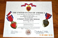 The Unseen Wounds Medal, Certificate Agent Orange PTSD training accident Lejeune