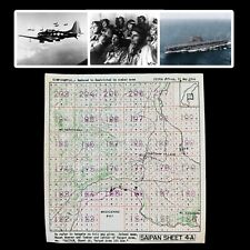 RARE WWII D-Day Saipan Lt. Moore USS Enterprise Hill 600 & Magicienne Bay Map picture