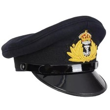 WW2 British Navy Military Officer Visor Cap-Gold Braid, No Oakleaves Plain Peak