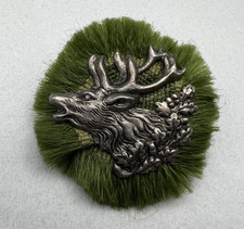 WWII German Stag Deer Head Oak Leaf Jäger Forestry Hat Badge Pin Original