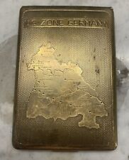 U.S. ZONE Germany Map SILVER Cigarette Case Vintage Relic (WW2 World War 2 Map) picture