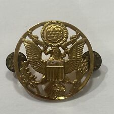 Vintage U.S. ARMY Gilded Brass Eagle Hat Badge With 2 Clutch Clasps—(P) picture