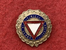 *RARE* WW1 Original Australian YMCA IN DEMOBILISATION Enamel Badge MILLER SYDNEY