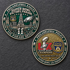 Philadelphia Eagles Super Bowl Victory Parade Police Coin 2 side Fan Souvenir