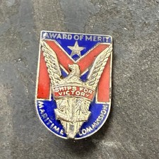 WWII Maritime Commission Award Of Merit Sterling Pin Badge Ship Building