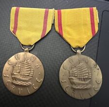 Pair of US Military Medals Ribbon & Brooch for China Services WWII picture