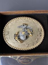 Vtg Raintree Belt Buckle USMC Brass/Bronze US Marines Ornate Etched 3D 1978 picture