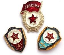 3 Awarded USSR Soviet Union Russian Military Badges picture