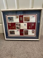 Operation Desert Storm Stamped Post Cards Military Pins Framed Triple Matting  picture