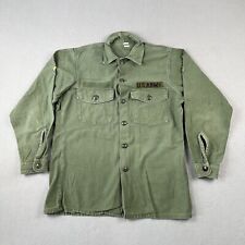 Vintage Vietnam War US Army Military OG107 Sateen Shirt 3rd Pattern 15.5x33 picture
