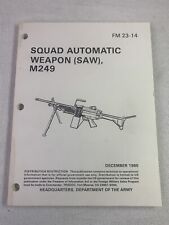 Rare 1985 FM 23-14 M249 Squad Automatic Weapon SAW Book Booklet Vintage picture