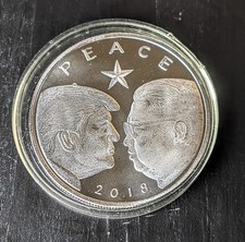 US President Donald Trump & Kim Jong-un Peace Silver Plated Challenge Coin