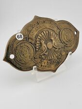 WW1 /2 Imperial Japan Large Brass Plate. S. Sakuma Tokyo Japan. Belt Buckle?  picture