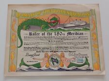 1951 Domain of the Golden Dragon 180th Meridian Certificate Davey Jones Military picture