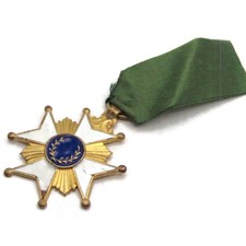 Vintage Star Order Enamel Military Award Medal with Green Ribbon