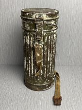 GERMAN WW2 WINTER CAMOUFLAGED GAS MASK CANISTER JSD 1938 WITH SPARE LENSES  picture