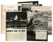 1941 America Goes to War WW II Article Pearl Harbor Congress Normadie Vtg