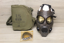1963 US Military M17 Gas Mask Size Medium With Bag & Replacement Outer Lenses picture