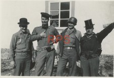 Original WWII Snapshot: GI’s W/ Captured German Top Hats And Stahlhelm