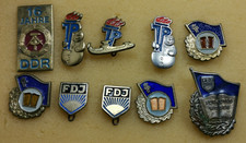 Lot of 10 Vintage East German (DDR / GDR) Youth Organisation Badges – 1960s