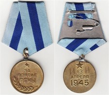 Russia Post WW MEDAL For the Capture of  VIENNA at Original Bar w. Ribbon Type 2