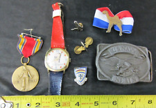 Navy Seals Belt Buckle w/ WW2 Medal Spiro Watch Military Pins USN estate lot picture