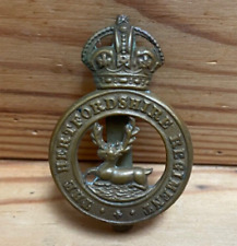 Original Vintage Hertfordshire Regiment Cap Badge Brass Slider picture