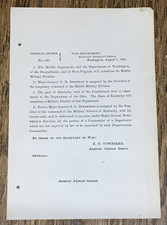 1864 Civil War Order Gen. Sheridan Assigned Middle Military Division By Lincoln