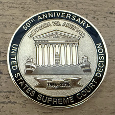 Supreme Court Miranda Decision Challenge Coin 50th Anniversary