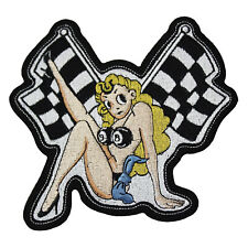 Retro Racing Pin-up Lady Luck Embroidered Patch picture