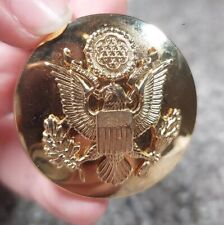 Vtg Authentic United States Military Golden USA Eagle Hat Cap Pin Badge W/ Back picture
