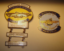 Submarine Wives of World War Two Service Pin lot of 2 pins Yellow Gold Blue picture