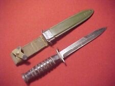 WWII US M3 FIGHTING KNIFE ~ BLADE MK'D UTICA W/M8 BM CO SCABBARD ~ CLEAN picture