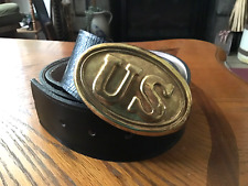 Civil War Union Waist Belt w/ Aged US Buckle (Fits Up To A Size 44) picture