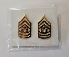 US Army Command Sergeant Major Rank Insignia Clutch Back Pins Gold Tone (Pair) picture