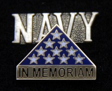 IN MEMORIAM FUNERAL LAPEL HAT PIN UP FOLDED FLAG CEMETARY MEMORIAL US NAVY USN