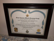ARMY R.O.T.C. / HONOR UNIT WITH DISTINCTION COMMEMORATIVE AWARD CERTIFICATE
