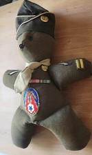 Vintage Handmade WW2 US Military Hero Badge Memory Teddy Bear 18"