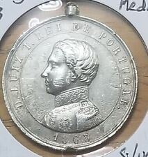 1863 PORTUGAL PORTUGUESE KING D. LUIZ MILITARY EXEMPLARY BEHAVIOR SILVER MEDAL  picture