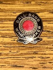 World War II Ball Band War Workers Sterling Pin Black Enamel & Red Mishawaka, IN picture