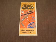 VINTAGE WWII  RAND McNALLY GLOBAL WAR MAP INVASION ISSUE BUY MORE BONDS picture