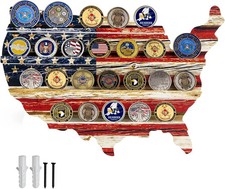 5 Row Military Coin, Wooden Coin Display Stand Challenge Coin American Wall Rack