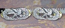 PAIR OF MILITARY INSIGNIA SILVER TONE picture