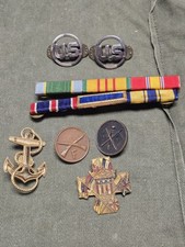 Original Old Vintage WWI WWII US Soldier Pin Medal Badge Lot Army Navy Union
