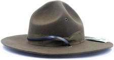 Military Campaign Hat Drill Sergeant Instructor Mountie Ranger Hat 100% Wool Oli
