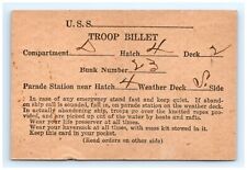 WWII Ship Troop Billet Card With Instructions For Troops In Emergencies picture
